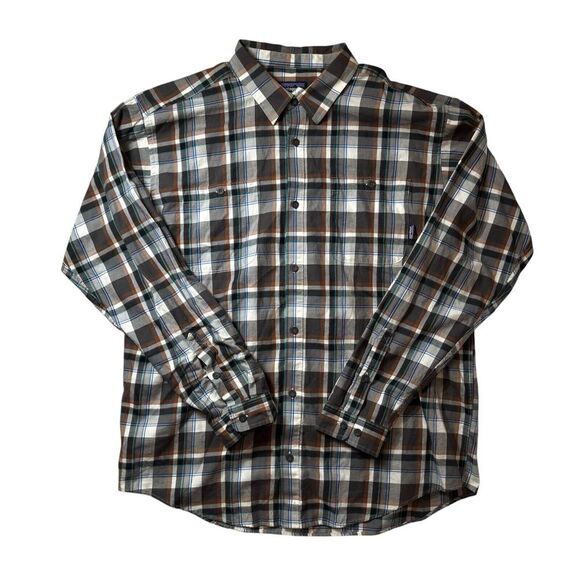 Patagonia Shirt Mens XL Brown Plaid Lightweight Button Up Organic Cotton Outdoor - Picture 1 of 5